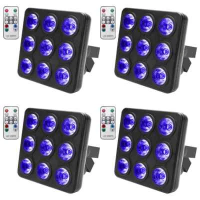 4PCS 9x10W LED Square Par Light 8CH DMX512 Sound Activated Remote Control Stage - Image 1 of 4