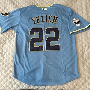 Christian Yelich Jersey Milwaukee Brewers Brew Crew Blue Large Mens - Picture 1 of 6