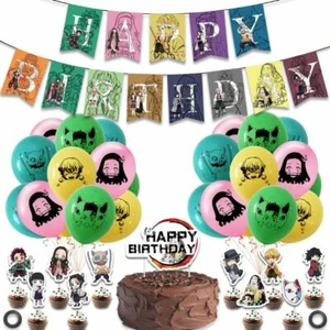 Anime Demon Slayer Party Supplies Balloons Banners Cake Toppers Birthday Decor - Picture 1 of 5
