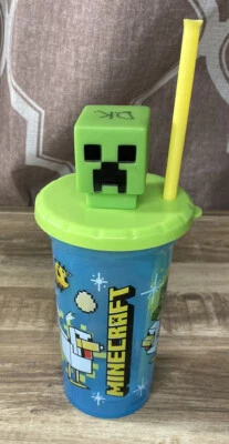 Vaso Zak Minecraft The Creeper azul con taza de paja amarilla envío gratuito Foto 1 de 4