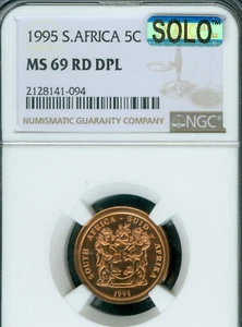 1995 SOUTH AFRICA 5 CENTS NGC MS69 DPL MAC SOLO FINEST GRADE & SPOTLESS   * - Picture 1 of 2