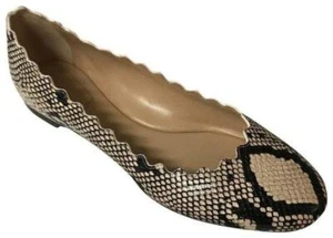 NIB Authentic Chloe Lauren Scalloped Snake Print Ballerina Flat 35.5 - Picture 1 of 12