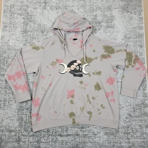 Torrid Hoodie Women’s 4 Gray Tie Dye Skull Moon Sweatshirt V-Neck Casual - Picture 1 of 8