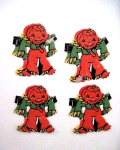 Adorable Set of (4) Halloween Stickers w/ Cute Pumpkins Scarecrows * - Picture 1 of 2