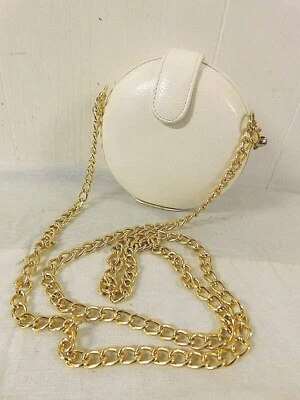 Vintage Walborg Pillbox Style Handbag White Pebbled Leather  - Image 1 of 4