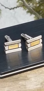 GEMELLI CARTIER VINTAGE ARGENTO STERLING E ORO 18K - Foto 1 di 24