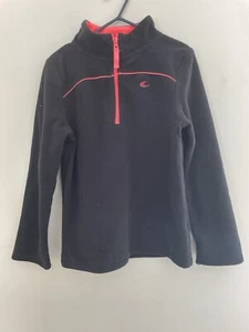 Carter's Kids Girls Cozy Fleece 1/4 Zip Pullover Sweatshirt Black Hot Pink Sz 6 - Picture 1 of 4