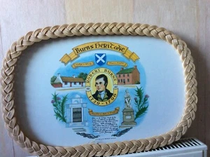 LARGE 18" BURNS HERITAGE (ROBERT BURNS)- RABBIE BURNS FORMICA\ CANE TRAY- F\POST - Picture 1 of 9