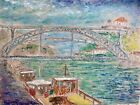 Peinture Impressionniste PASTEL Pont Dom Luis 1er Porto Portugal côté Akoun