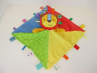 Taggies Patchkin Lion 五颜六色的毛绒 Lovey 安全毯 触觉学习 14 — 第 1/4 张图片
