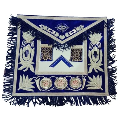 Masonic Regalia Grand Lodge Worshipful Master Full Hand Embroidered Apron - Image 1 of 4