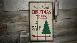 Trees For Sale Vintage Distressed Sign, Personalized Wood Sign - Picture 1 of 2