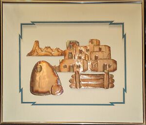 ✨ Teissedre Designs Copper Wall Art Pueblo Homes Matted & Framed