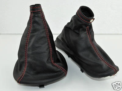 L'ARTE PELLE ALFA ROMEO 147 GT CUFFIE CAMBIO e FRENO IN PELLE nera + cuciture rosse