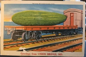 Vintage Linen Comical Cartoon Postcard Greetings From UnionBridge Md  - Picture 1 of 2