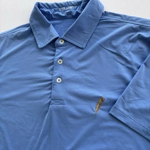 Draddy Sport Golf Polo Shirt Men M Blue Feather Logo Stretch Performance - Picture 1 of 11