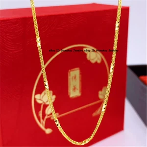 Reine 999 24K Gelbgold Kette 1mm Röhre Weizen Glieder Halskette 3,4-3,6g 17,9 Zoll - Bild 1 von 4