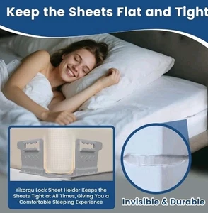 Soportes de sábanas para esquinas, soportes de sábanas mantienen las sábanas firmes y apretadas - ajuste de bloqueo - Imagen 1 de 3