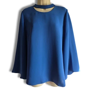 Chico’s Bluse 1 M 8/10 blau Halsbandausschnitt Glockenärmel Boho Oberteil Büro modern - Bild 1 von 11