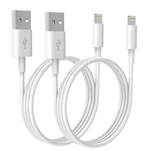 Premium iPhone USB-A to Lightning Charging Cable MFi Certified 1m Each 2 Pack - Picture 1 of 17