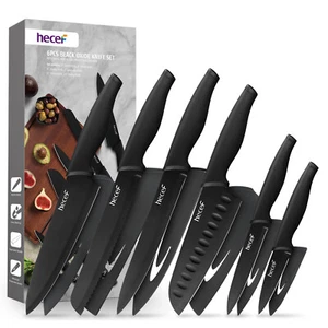 Juego de cuchillos de cocina Hecef® 6 piezas Ultra Sharp acero inoxidable óxido negro juego de cuchillos de cocina - Imagen 1 de 12