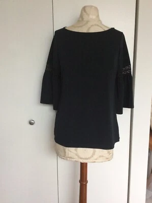 New The Limited Women Black Bell Lace Sleeve Stretch Blouse Top SZ XS - Image 1 of 4