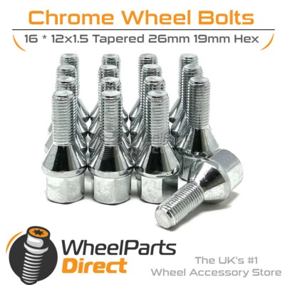 Boulons de roue (16) 12x1,5 chromés pour Daewoo Espero 95-97 sur roues d'origine - Photo 1/4