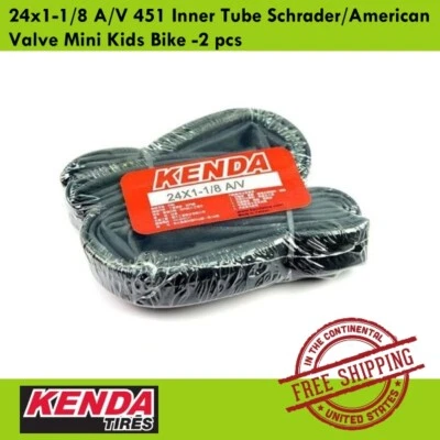 KENDA 24x1-1/8 A/V 451 Inner Tube Schrader/American Valve Mini Kids Bike -2 pcs - Image 1 of 2