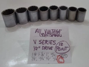 Vintage Craftsman V Series 1/2" Drive 8 pc SAE 12 Point Socket Set USA Made Old - Bild 1 von 12