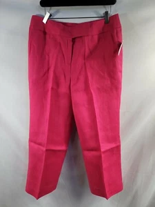 TALBOTS Women Sz 14 IRISH LINEN Capris Tropical  Pink Lined Casual Pockets NOS - Picture 1 of 12
