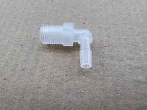 Eldon James Natural Polypropylene "L" elbow 1/4 inch BSPT x 1/4 inch ID L4B-4NP - Picture 1 of 4