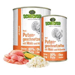 Schecker Nassfutter - Putengeschnetzeltes mit Kokosöl - gutenfrei 12 x 820 g - Bild 1 von 5