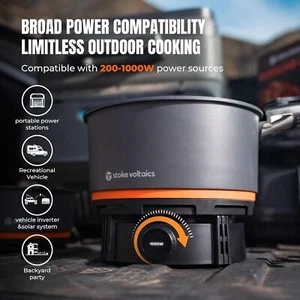 Induction Cooking System Electric Camping Stove Tailgating Steel Pot Pan Silver - Picture 1 of 8