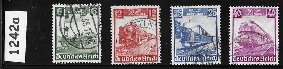 Stamp set  Vintage train complete Sc 459-462 1935 Third Reich Germany    #1242a - Image 1 of 1