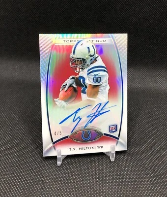 2012 Topps Platinum TY Hilton /5 ON CARD AUTO RED REFRACTOR SSP Rookie Card #147 - Image 1 of 4