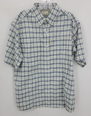 Camisa Bob Timberlake Para Hombre Grande Azul Verde Blanco A Cuadros Manga Corta Abotonada Foto 1 de 4