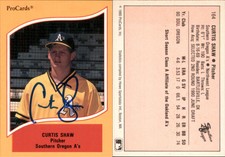 Curtis Shaw Signed 1990 ProCards A and AA #164 Card Southern Oregon A's Auto AU