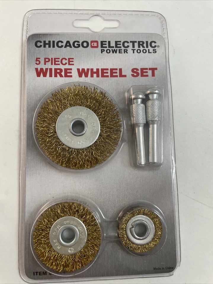 5 Piece Wire Wheel Set Rotary Steel Wheels 93484 Rated at 4500 RPM