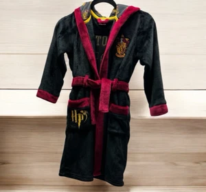 Harry Potter Plush Gryffindor Black Hooded Plush Bath Robe Kids Size 8 - Picture 1 of 10