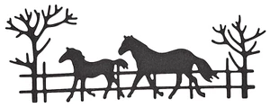 Horse Foal Pasture Fence Tree Ranch Farm Metal Dies Standard Thin - Picture 1 of 2