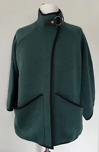 La Marey Green Cardigan Jacket Buckle Fastening High Neck Long Sleeve L-XL - Picture 1 of 8