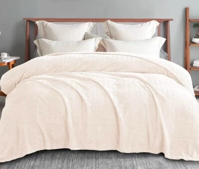 Exclusivo Mezcla King Jacquard Onda Franela Vellón Terciopelo Manta Suave Felpa NUEVO Foto 1 de 4