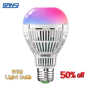 SANSI RGB LED Light Bulb 18W (120W Equiva) Smart Light Bulb Dimmable A21 Remote - Picture 1 of 13