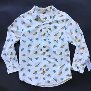 New Cat & Jack boys dinosaur shirt 8 - 10 M long sleeve button front tags cotton - Picture 1 of 8
