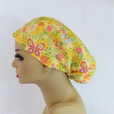Yellow Women Scrub Hat, Surgical Cap,   Nurses Hat, Medical, USA Made - Image 1 of 4