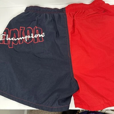 Bañador Champion Para Hombre Grande Azul Rojo Vintage Retro Años 90 Malla Forrado Shorts Foto 1 de 4