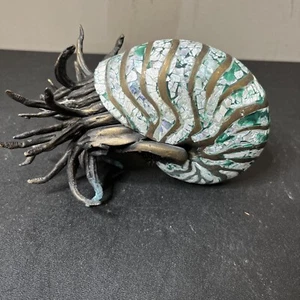 Vintage Bronze Nautilus Sculpture Inlaid with Stones - Picture 1 of 15