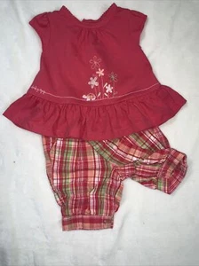 BABY GAP MATCHING Peplum Top Capri Pants Set Girl size 3-6M Coral Turtle Flowers - Picture 1 of 12
