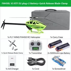 Fly Wing FW450L V3 RC Helicopter RTF 3D GPS 6CH 2 Akku Quick Release Blade Clamp - Bild 1 von 10