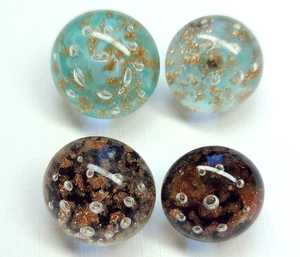 Choice: Mother Daughter Set ~ Vtg Weinman Glass Paperweight Buttons w/ Goldstone - Picture 1 of 8